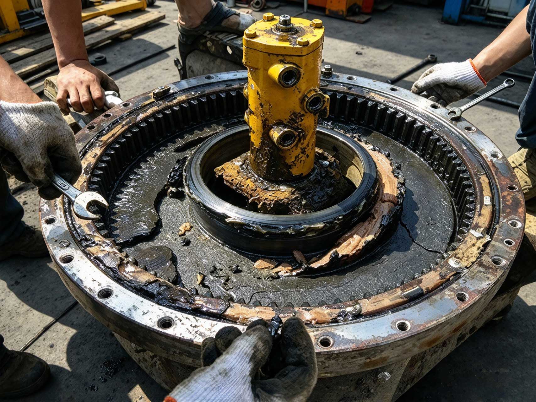 Excavator-Slewing-Bearing-Failure1 Excavator-Slewing-Bearing-Failure1